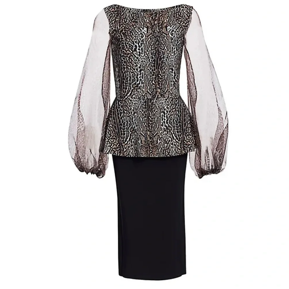 CHIARA BONI La Petite Robe Hasana Sheer Leopard Print Peplum Dress - Picture 3 of 14